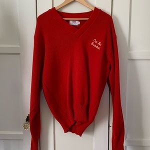 UNISEX VINTAGE SWEATER Private School Basketball Red Knit Oversized